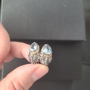 Silver + 14k gold drops Annika Witt Bali Blue Topaz earrings